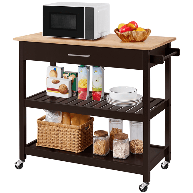 Yaheetech Îlot de Cuisine avec Rangement et Tiroir, Espresso