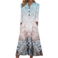 thumbnail image 2 of Babysbule Liquidation Robes d'Automne pour Femmes Mode Femmes Décontracté Élégant Col Rond Imprimé Été Manches Longues Poches Robe, 2 of 5