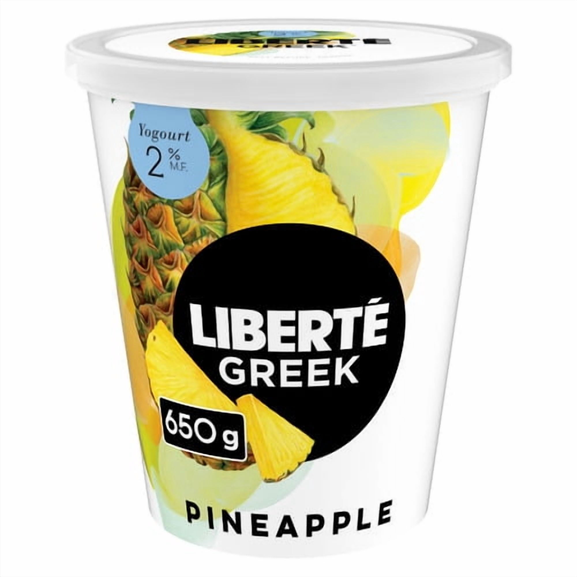 Liberté Grec Yogourt 2%, Extra Fruit Ananas, Teneur Élevée En Protéines, 650g