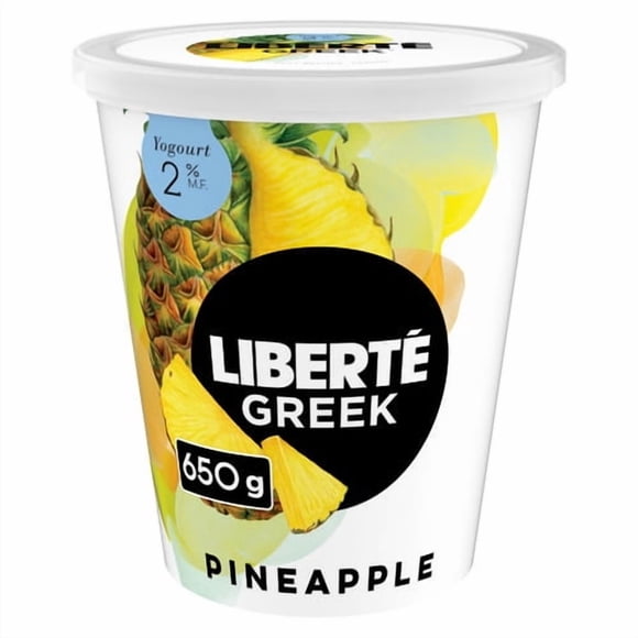 Liberté Grec Yogourt 2%, Extra Fruit Ananas, Teneur Élevée En Protéines, 650g