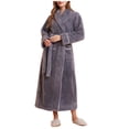 thumbnail image 1 of Timegard Womens Robe Soft Warm Fleece Bathrobe Solid Color Fall Winter Casual Loose Comfy Nightgowns, 1 of 6