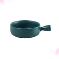 thumbnail image 2 of Round Ceramics Baking Plate Practical Household Handle Baking Tray Fruit Salad Plate for Home Kitchen Bakery (Green), 2 of 8