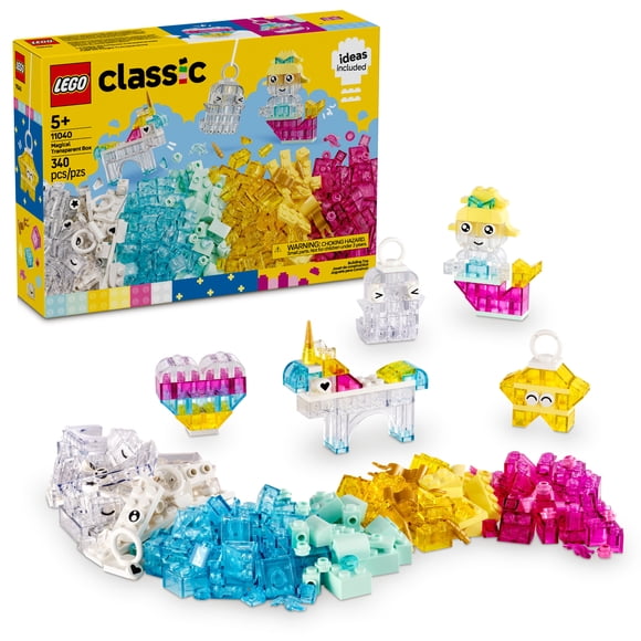 LEGO Classic Magical Transparent Box - Preschool Learning Toy for Boys and Girls, Ages 5+ - Easter Basket Stuffer - Beginner Construction Set - Colorful Building Bricks Toy - 11040