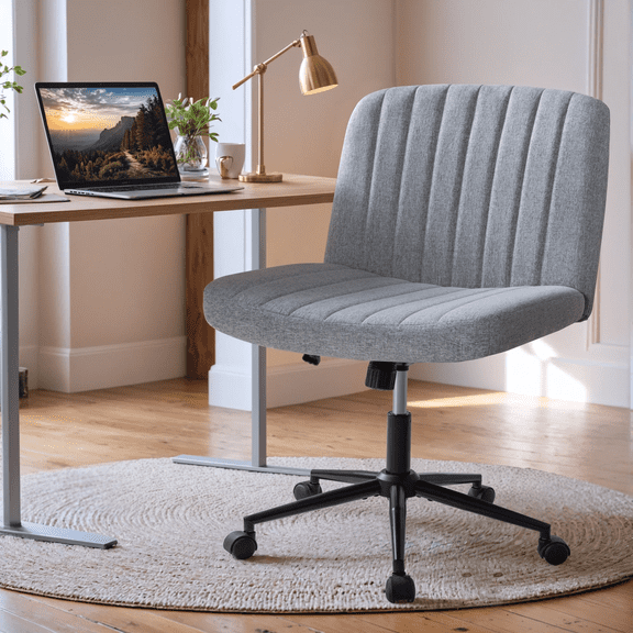 Homall Office Chair Height Adjustable Armless Chair Home Office Desk Chairs with Universal Wheels, Gray