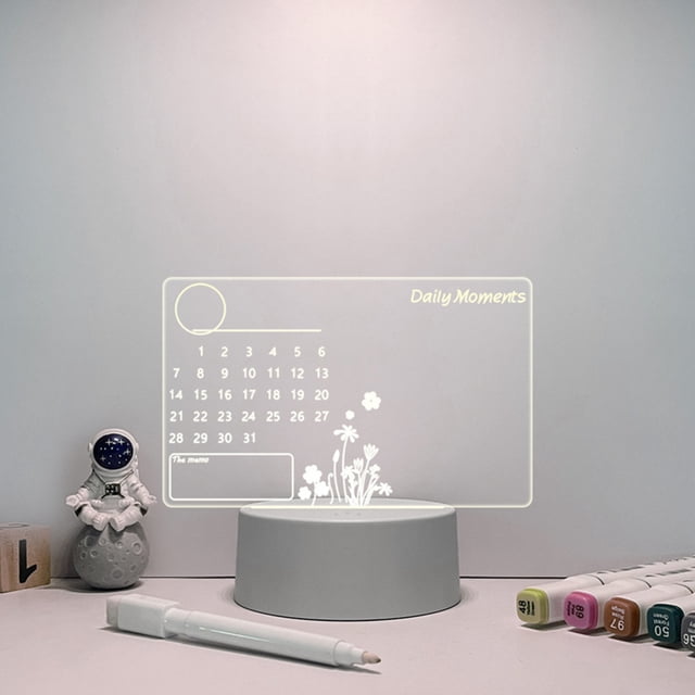 Fiogavroetic Transparent Note Board Erasable Writing Message Board Home Desktop Small Whiteboard Table Lamp 3ml