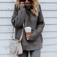 thumbnail image 2 of IROINID Women's Turtleneck Pullover Sweater Solid Color Loose Mid-Length Long Sleeve Thick Line Sweater, 2 of 7