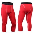 thumbnail image 2 of Men's Compression 3/4 Pants with Pockets,Workout Athletic Stretch Tights Leggings Athletic Base Layer, 2 of 3