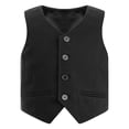 thumbnail image 1 of YONGHS Garçons Enfants Gilet de Costume Satiné Formel Coupe Classique Col en V à Simple Boutonnage Gilet de Robe Noir 6, 1 of 6