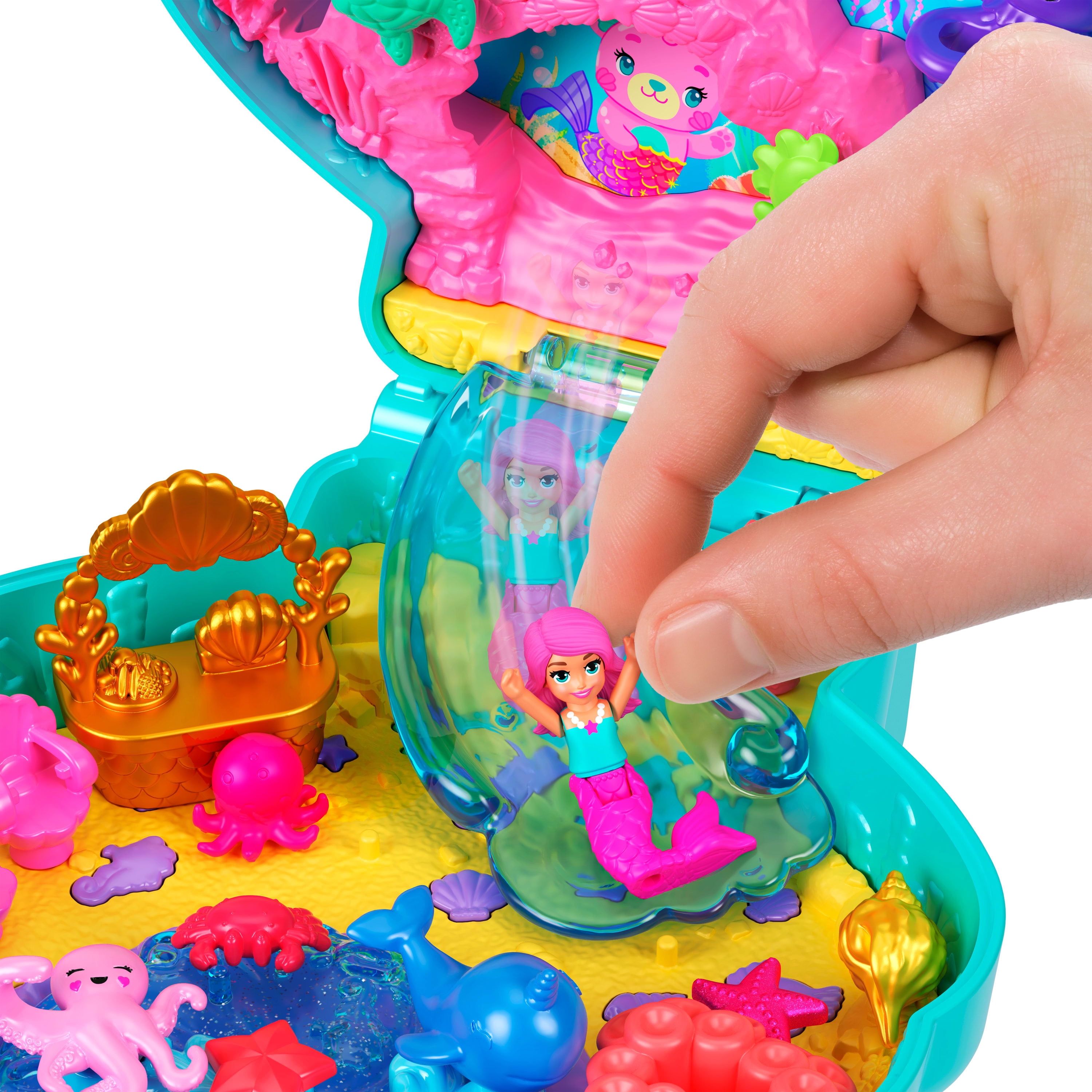 Polly Pocket-Coffret Île des paillettes avec mini-figurine et animaux