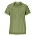 thumbnail image 2 of Womens Cotton Linen Button Down Shirt Casual Short Sleeve Loose Fit Collared V Neck Summer Beach Work Blouse Tops, 2 of 4