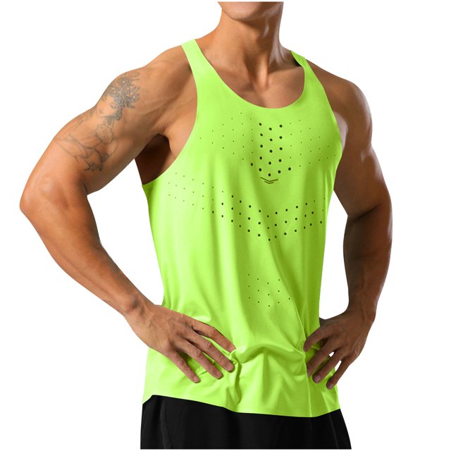 Timegard Mens Shirts Round Neck Sleeveless Breathable Workout Running Tee Shirts Casual Slim Tank Top