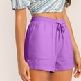 thumbnail image 4 of Casual Shorts for Women, Elastic Waist with Drawstring, Side Pockets, Loose Fit, Polyester Fabric, Solid Color, Summer Spring Wear, 4 of 9