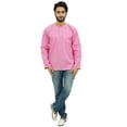 thumbnail image 2 of Atasi Kurta pour Homme à Col Rond en Coton, Manches Retroussables, Chemise Rose Bébé - X-Grand, 2 of 7