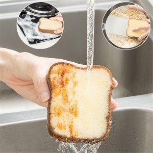 Cadeaux de vacances ! Gspmoly Décontamination Éponge de lavage de vaisselle, éponge en forme de pain, nettoyage adorable Éponges de cuisine éparpillée, brosse de lavage pour le nettoyage de la cuisine 3Pcs Cadeaux de vacances