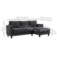 thumbnail image 3 of HOMCOM L Shape Sofa with Chaise Lounge Fabric 3 Seater Corner Sofa, Grey, 3 of 10