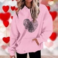 thumbnail image 2 of Penkiiy Chandails à Capuchon et Chandails pour Femmes, Mode Décontractée, Saint-Valentin, Imprimés, Manches Longues, 3TG, Rose, 2 of 5