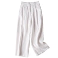 thumbnail image 3 of Timegard Womens Cotton Linen Pants Elastic Waisted Ruched Wide Leg 7/8 Pants Lounge Trousers with Pockets, 3 of 3