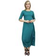 thumbnail image 2 of Bimba Robe Maxi Drapée à Col Drapé pour Femme Bleu Sarcelle avec Foulard à Franges Tenue de Vacances-10, 2 of 6