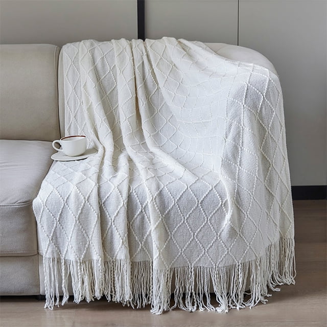 TopLLC Couverture Jetée, Couverture Jetée pour Canapé Couverture Douce Couverture Tricotée Couverture à Franges Couverture de Sofa Couverture de Sommeil 180x130cm Couverture Douce