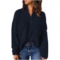 thumbnail image 2 of HWRETIE Women V Neck Ruched Blouse Solid Color Long Sleeve Casual Pullover Top, 2 of 7