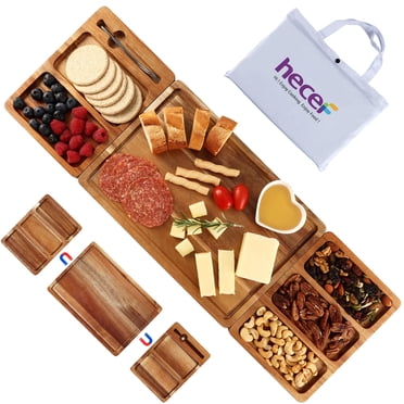 Hecef 25 inch Magnetic Charcuterie Board Set,3 Pcs Acacia Wood Cheese Boards Serving Tray