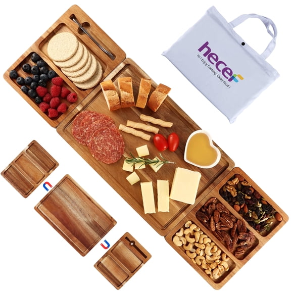 Hecef 25 inch Magnetic Charcuterie Board Set,3 Pcs Acacia Wood Cheese Boards Serving Tray