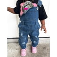 thumbnail image 3 of KIDSCOOL SPACE Boy Girl Cute Overalls,Fashion Washed Denim Jumpsuit,Blue,9-12 Months, 3 of 8