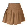 thumbnail image 4 of Women's Pleated Leather Skirt Basic Solid Versatile Stretchy Informal Skirt, 4 of 6