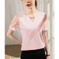 thumbnail image 1 of Nouveau Femmes Casual Manches Courtes V Cou Haut Chemisier Bas Tops, 1 of 6