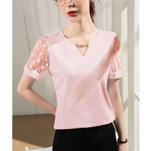 Nouveau Femmes Casual Manches Courtes V Cou Haut Chemisier Bas Tops