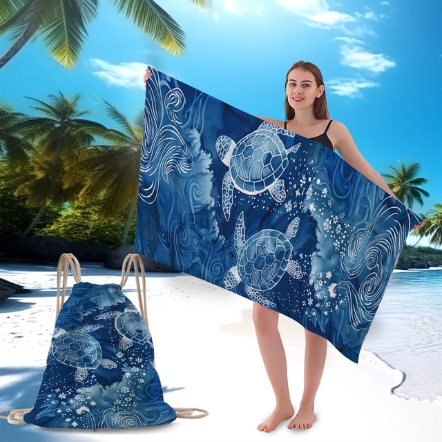 LSLJS Microfiber Beach Towel Oversized Beach Blanket Two-in-one Beach Bag-digital Printed Drawstring Bag, Beach Towel Bath Towels