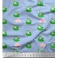 thumbnail image 1 of Soimoi Poly Crepe Fabric Lotus & Frog Kids Printed Fabric 1 Yard 52 Inch Wide, 1 of 3