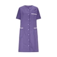 thumbnail image 3 of Bocqde Robe de Sarrau Femmes Infirmières Tenue de Travail Robes Manches Courtes Boutonnée Robe de Sarrau avec Poches, 3 of 5