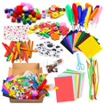 thumbnail image 3 of CHUANK 1000Pcs DIY Art Craft Kit Craft Art Supply Set Creative Arts and Crafts Kit Included Pipe Cleaners Feather Foam Flowers Letters Sticker Popsicle Sticks Scissors, 3 of 11