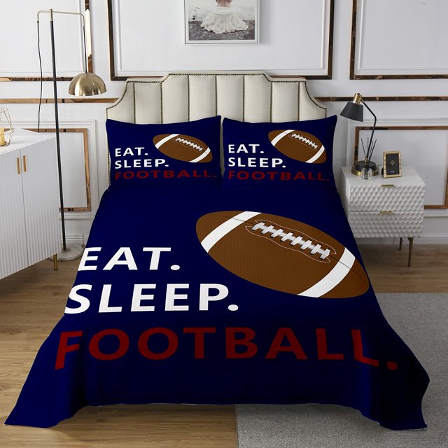 Erosebridal American Football Coverlet Set King,Rugby Game Bedding Set,Sport Gamer Room Decorative,Ultra Soft,3 Pieces