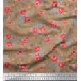 thumbnail image 1 of Soimoi Silk Fabric Leaves & Rose Floral Print Fabric by Yard 42 Inch Wide, 1 of 3