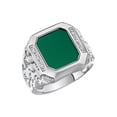 thumbnail image 3 of RYLOS Men's Rings 14K White Gold Ring With Diamonds and GREEN QUARTZ Set in Designer Nugget Style Rings For Men Size 9, 3 of 8