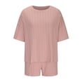 thumbnail image 4 of Tenues 2 Pcs pour Femmes 2023, Chandail à Manches Courtes à Col Rond et Shorts Amples, Ensembles de Pyjama, Survêtement, Ensembles de Détente Assortis, 4 of 6