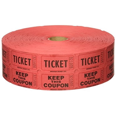 Red Double Raffle Ticket Roll, 2000/roll
