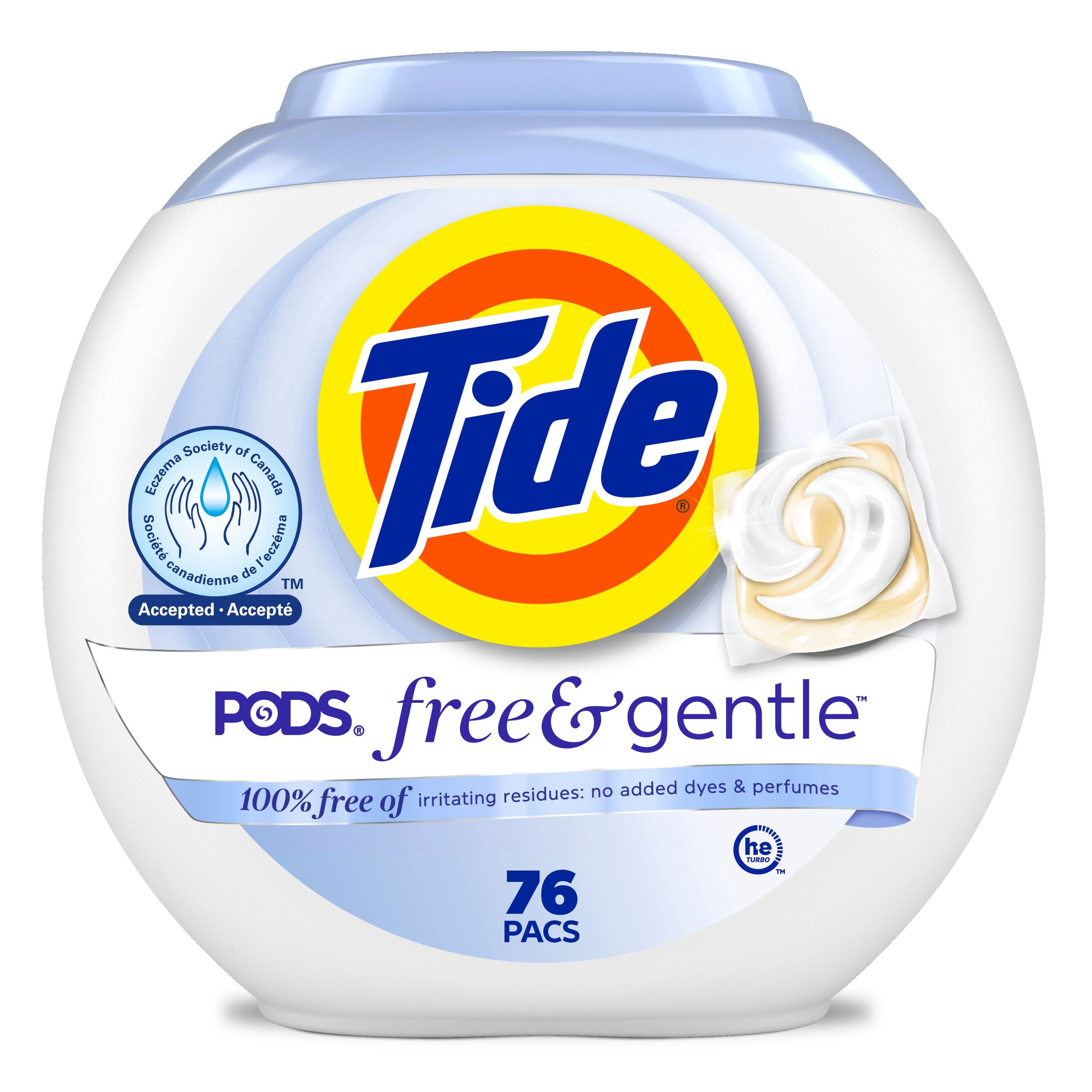 Tide PODS Free & Gentle Laundry Detergent Pacs, 76 Count