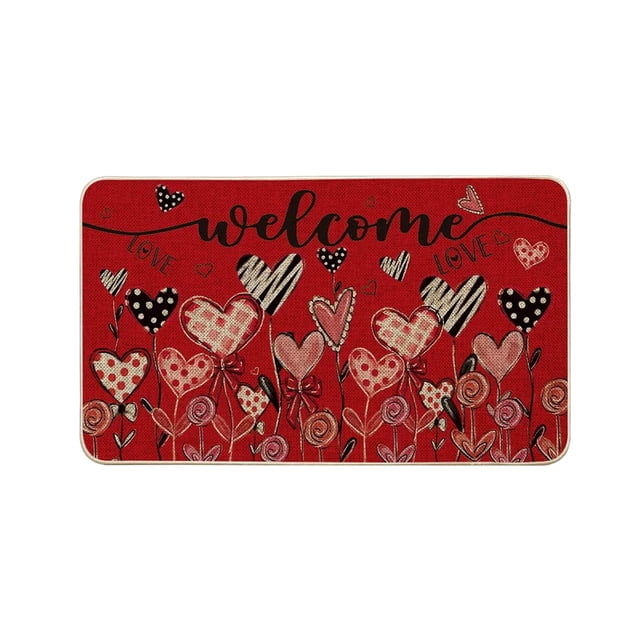 Cheapark Valentines Day Themed Doormat - Absorbent Non-Slip Floor Mat, Suitable for Bathroom, Living Room & Entryway Decor