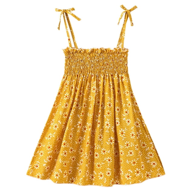 XZNGL Robe d'Été pour Filles Été Tout-Petits Bébés Filles Robe Sans Manches à Bretelles Imprimé Graphique Vêtements pour Enfants