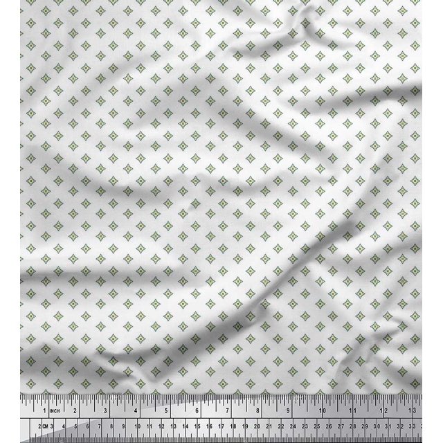 Soimoi Polyester Crepe Fabric Geometric Star Shirting Print Fabric by The Yard 52 Inch Wide