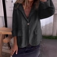 thumbnail image 2 of MIASHUI Loose Fit Solid Color Button-Up Notched Collar Linen Blend Blazer Cardigan for Women Bohemian Style Lightweight Jacket Black,XL, 2 of 7