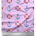 thumbnail image 1 of Soimoi Purple polyester Crepe Fabric Life Ring & Anchor Hook Nautical Fabric Prints By Yard 52 Inch Wide, 1 of 1