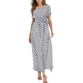 thumbnail image 1 of Robes d'Été pour Femmes 2023 Robes pour Femmes Liquidation Mode Femmes Manches Courtes Plage Pois Bandage Longue Robe Maxi, 1 of 9