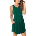thumbnail image 1 of Pisexur Robes pour Femmes Mode Col en V Sans Manches Mini Robe Tunique Décontractée Robe d'Été Basique Couleur Unie Mode Taille Haute Robe de Plage avec Poches, 1 of 5