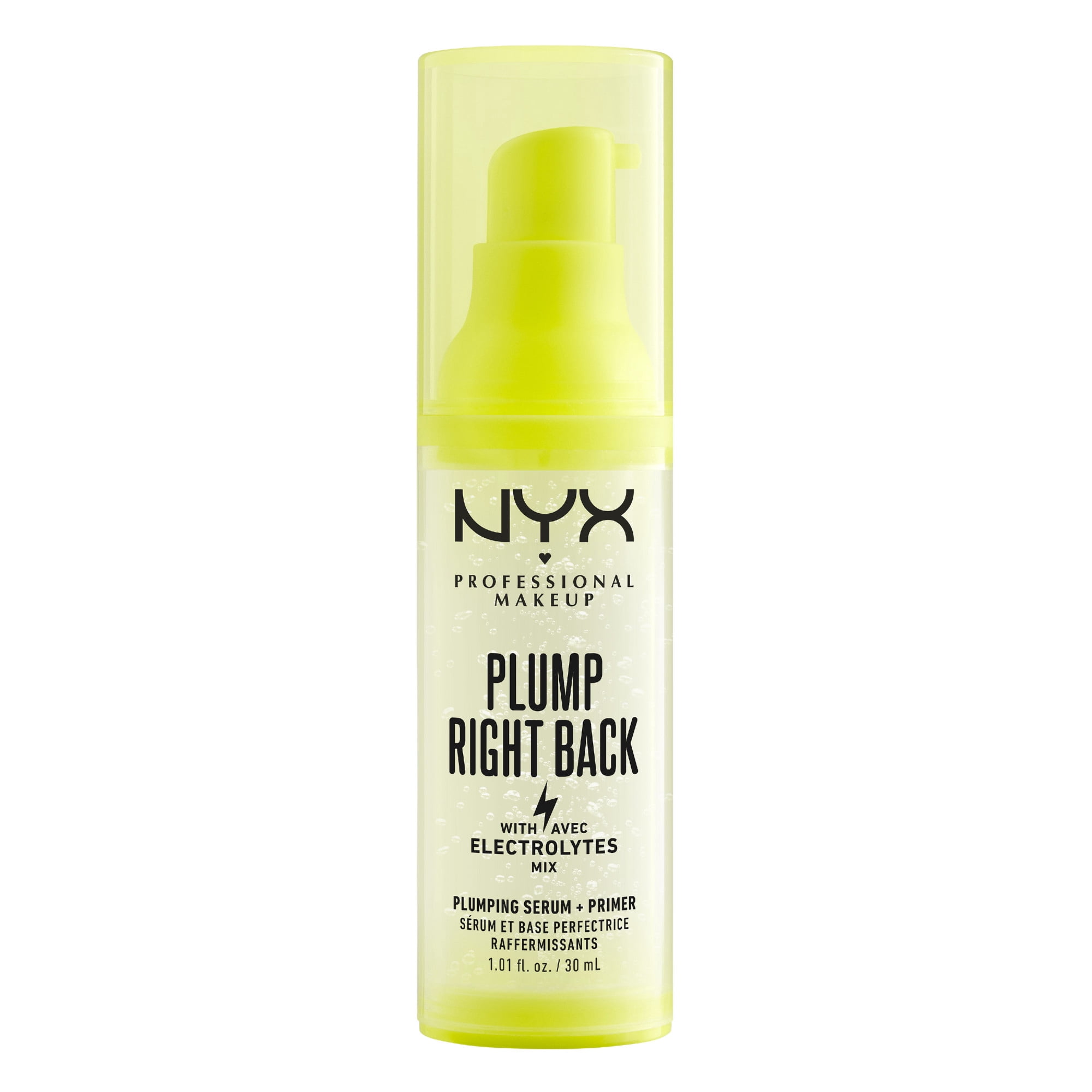 NYX Professional Makeup, Base + sérum Plump Right Back, Formule sérum hydratante et adhérante, Effet lisse immédiat, Fini repulpé, Formule végane - 01 Clear, 30mL