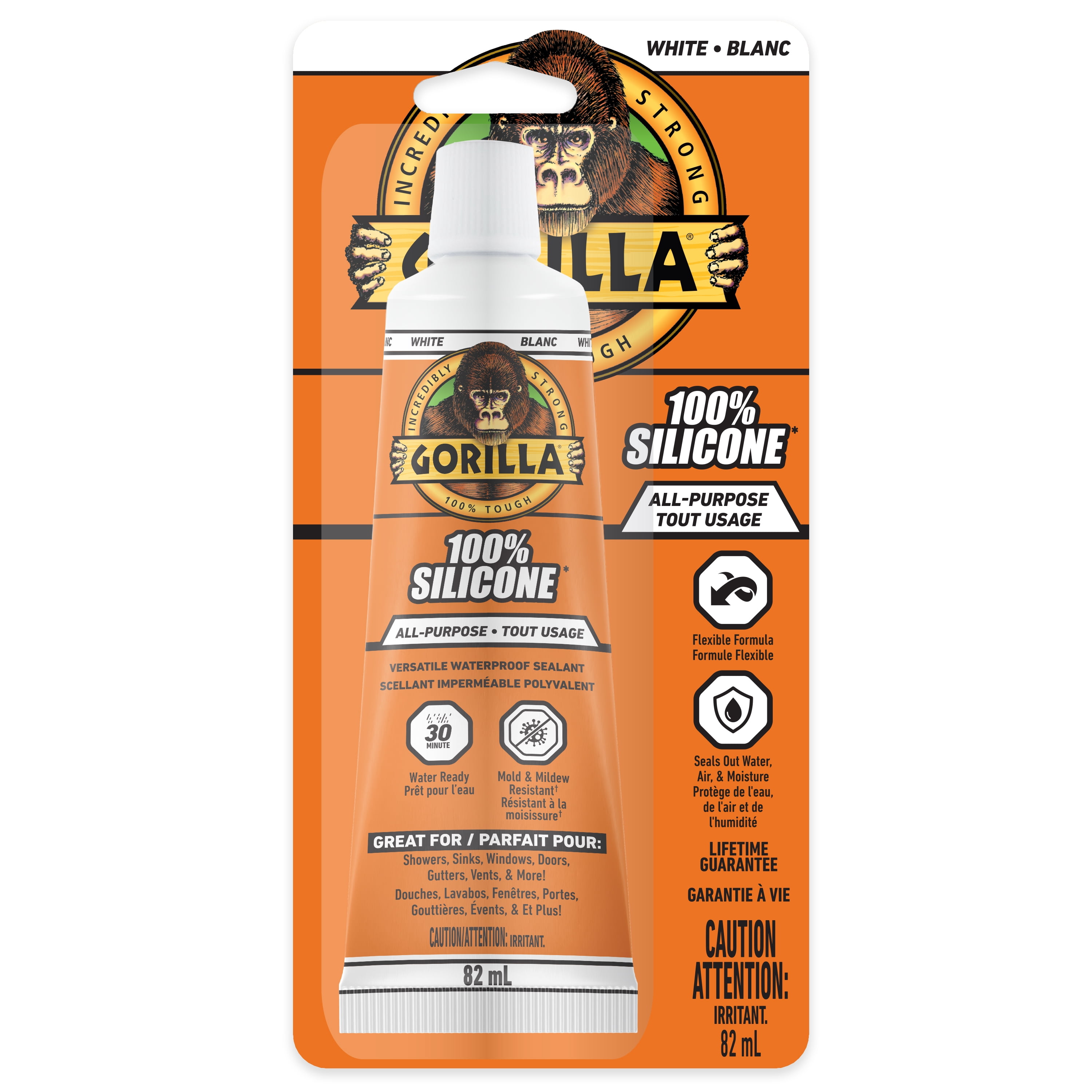 Gorilla Scellant 100 % silicone 82 ml, blanc