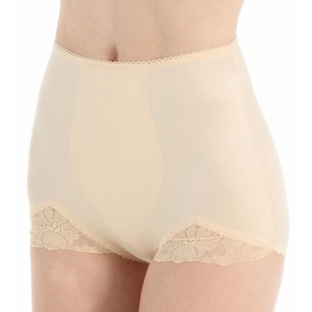 Women's Rago 919 Light Shaping V Leg Brief Panty with Lace (Beige 2X)